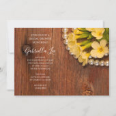 Yellow Floral and Barn Wood Country Bridal Shower Invitation (Front)
