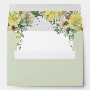 Yellow Floral and Sage Green Envelope
