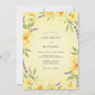 Yellow Floral Arch Bloom Wedding Invitation