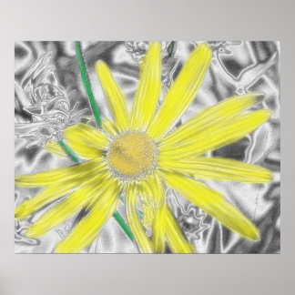 Yellow Floral Art Poster
