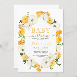 Yellow Floral Baby in Bloom Baby Shower Invitation