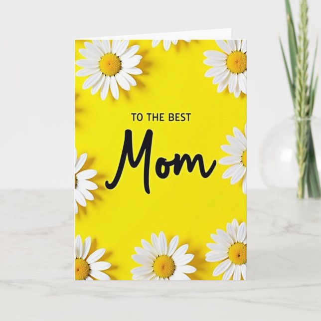 Yellow Floral Best Mom Card (Front)