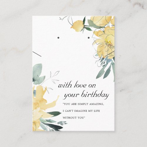 YELLOW FLORAL BIRTHDAY GIFT NECKLACE EARRING CARD