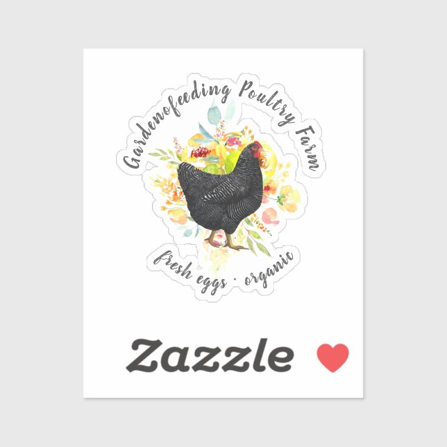 Yellow Floral Black Chicken Farmhouse Sticker (Sheet)