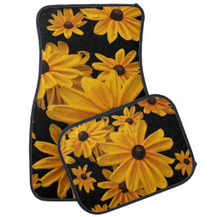 Yellow Floral Black Eyed Susan Flowers Car Mat