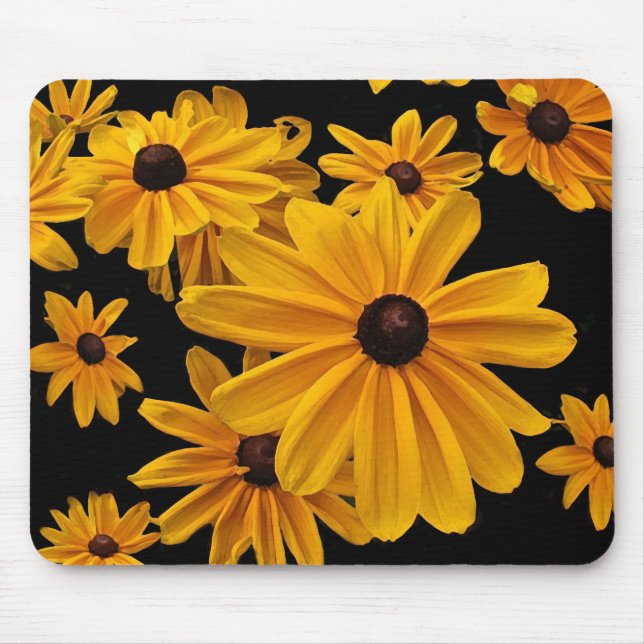 Yellow Floral Black Eyed Susan Flowers Mousepad (Front)