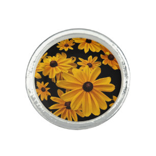 Yellow Floral Black Eyed Susan Flowers Ring