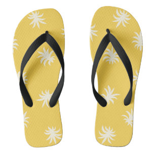 Yellow Floral Blender Bright Tropical Summer Flip Flops