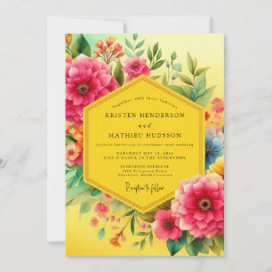 Yellow Floral Bloom Opulence Wedding Invitation