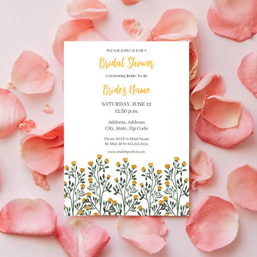 Yellow Floral Blossom Bridal Shower Invitation