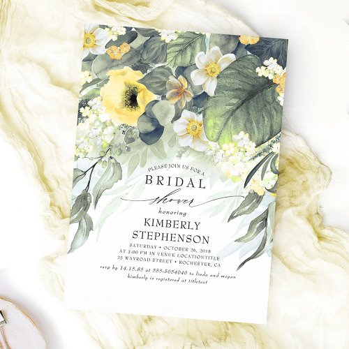 Yellow Floral Bohemian Chic Bridal Shower Invitation