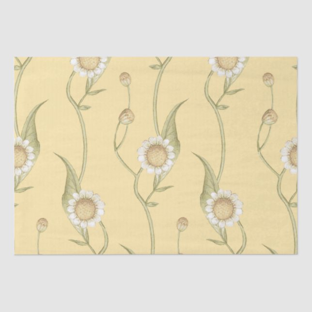 Yellow Floral Boho Daisy Chain Pattern Tissue Paper (Front)