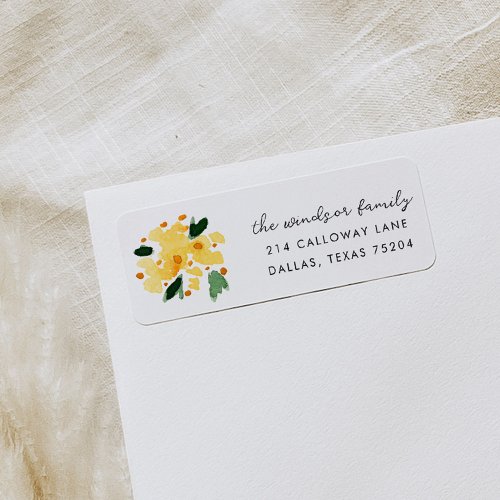 Yellow Floral Bouquet Return Address Labels