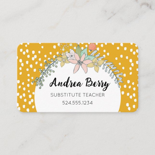Yellow Floral Bouquets Business Card (Front)