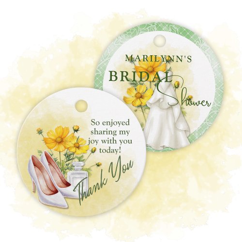 Yellow Floral Bridal Shower Favor Tag