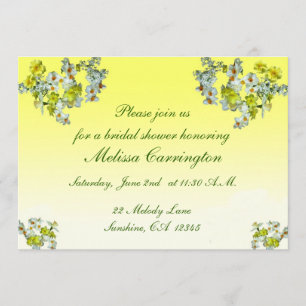 Yellow Floral Bridal Shower Invitation