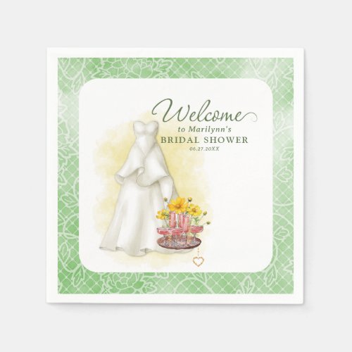 Yellow Floral Bridal Shower Napkins
