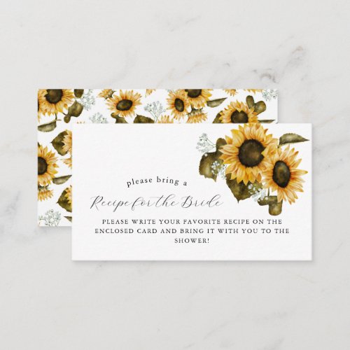 Yellow Floral Bridal Shower Recipe Request  Enclosure Card