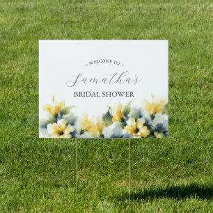 Yellow Floral Bridal Shower Yard Signs