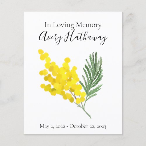 Yellow Floral Bright Funeral Memorial Program