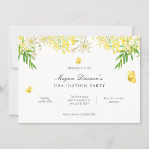 Yellow floral butterfly plants invitation