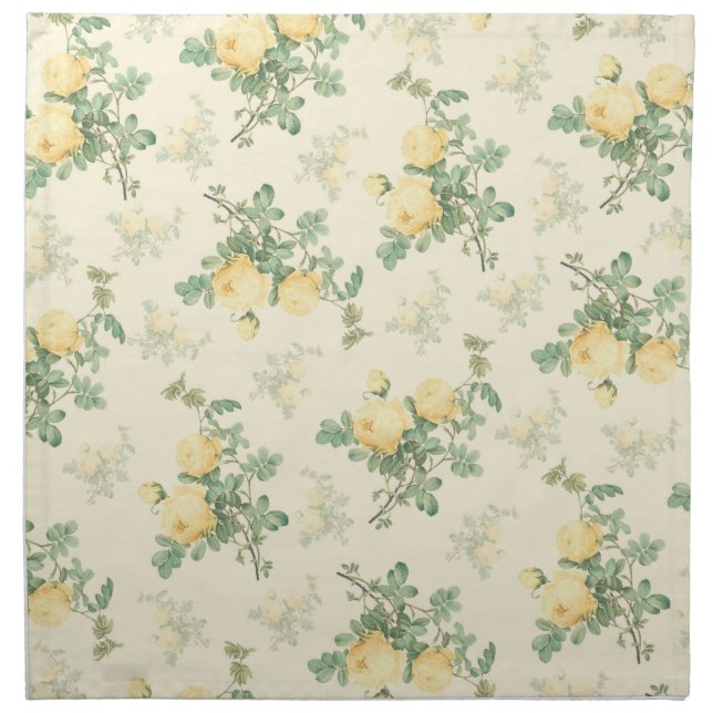Yellow floral cloth napkin set home kitchen gift (Front)