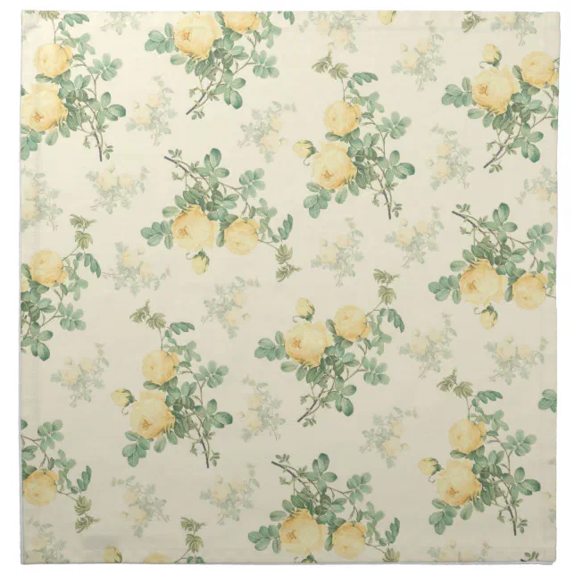 Yellow floral cloth napkin set home kitchen gift Zazzle