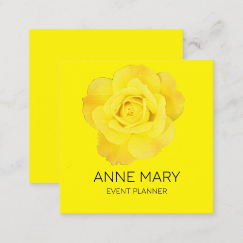 Yellow Floral Colorful Modern Event Planner Trendy Square Business Card