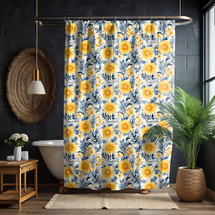 Yellow Floral Cottagecore Shower Curtain