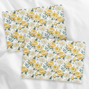 Yellow Floral Country Garden Elegant Botanical Pillow Case