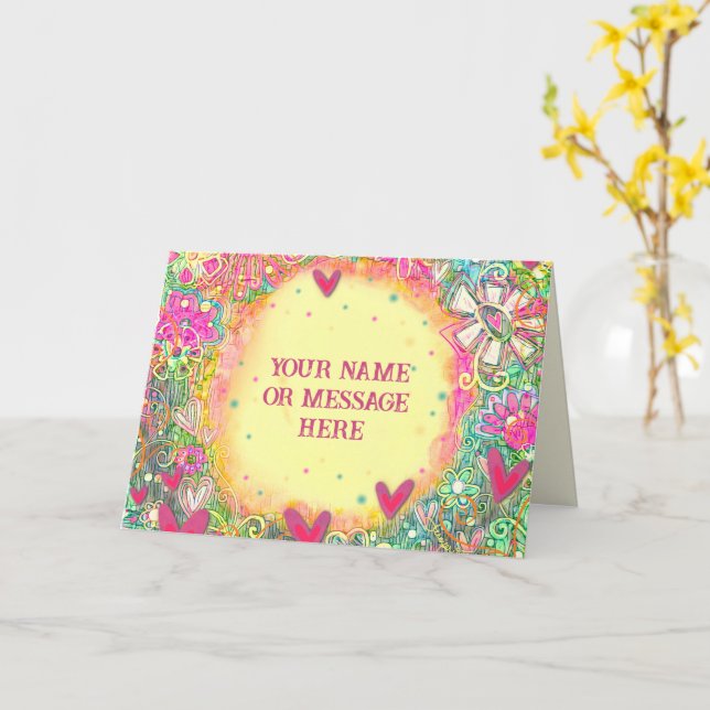 Yellow Floral Customize Name Inspirivity Floral Card (Yellow Flower)