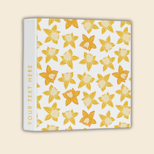 Yellow Floral Daffodil  3 Ring Binder (Daffodil spring floral binder)