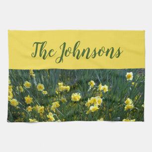 Yellow floral Daffodils Kitchen Towel