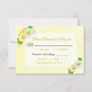 Yellow Floral Daffodils Wedding RSVP card