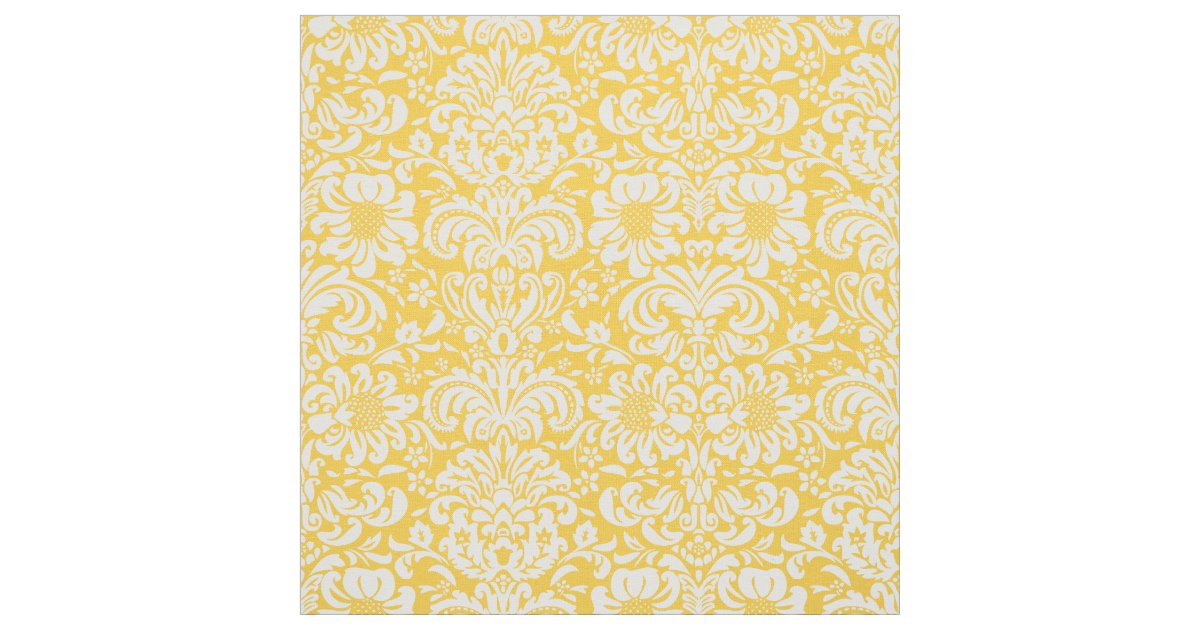 Yellow Floral Damask Fabric Zazzle