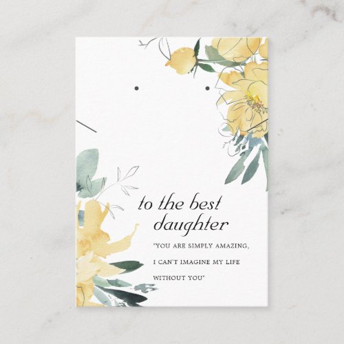 YELLOW FLORAL DAUGHTER GIFT NECKLACE EARRING CARD