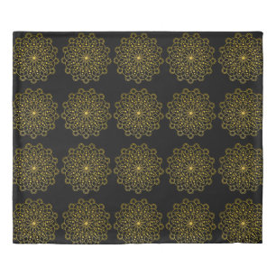 Yellow floral design on black Duvet Cover