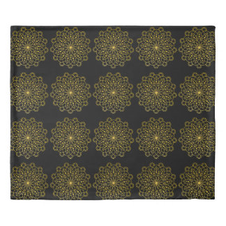 Yellow floral design on black Duvet Cover