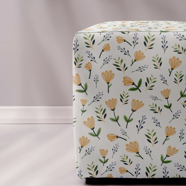 Yellow Floral Design Pouf (Creator Uploaded)