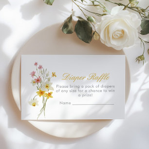Yellow Floral Diaper raffle ticket Spring Enclosure Card