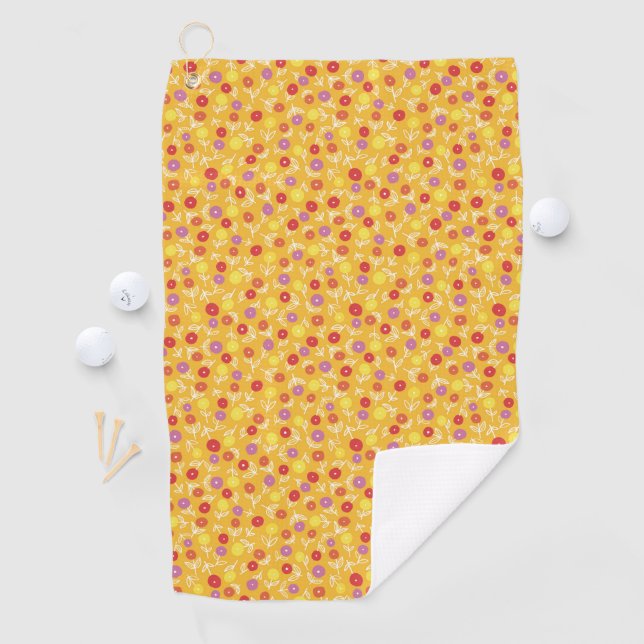 Yellow Floral Ditsy Golf Towel (InSitu)