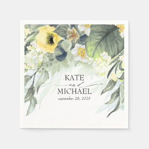 Yellow Floral Dreamy Garden Wedding Napkins