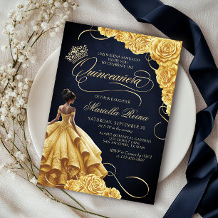 Yellow Floral Dress Quinceañera Invitation