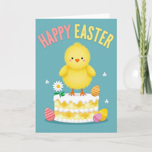 Yellow Floral Easter Cake Card (Front)