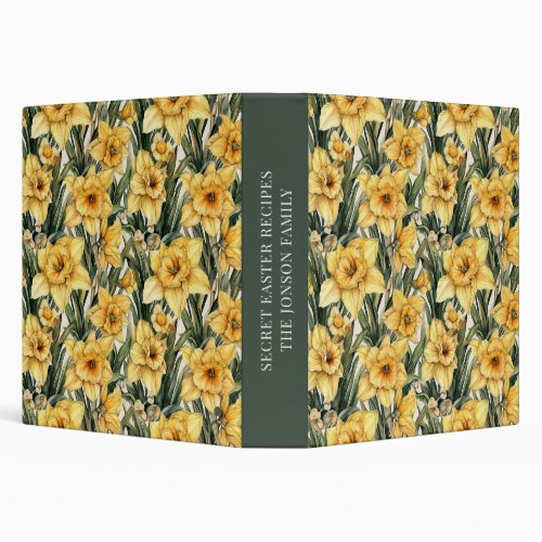 Yellow Floral Easter Recipes Binder Daffodils 