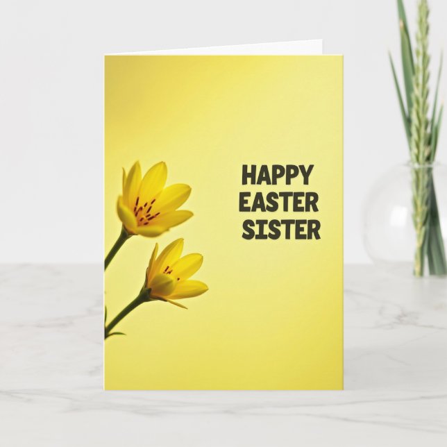 Yellow Floral Easter Sister Card (Front)
