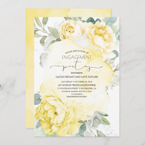 Yellow Floral Engagement Party Invitation