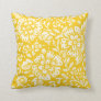 Yellow Floral Foliage Damask Inspired Bold Flower Throw Pillow