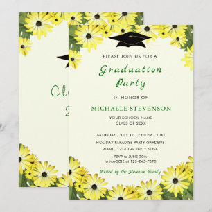 Yellow Floral Frame Graduation Invitation Template