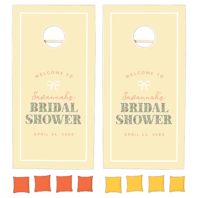 Yellow Floral Garden Party Bridal Shower Cornhole Set (Set)